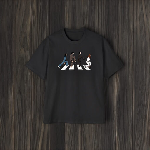 The beatles doing the ministry of silly walks on abbey road t-shirt